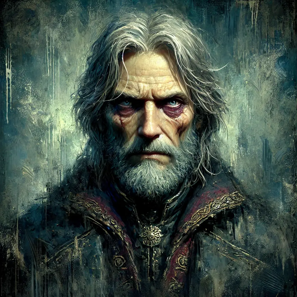 DALL·E 2025-02-16 14.40.42 - A concept art-style digital painting of a middle-aged nobleman with deep, gaunt features, pale skin, and sunken eyes, reflecting a life of grief and o.webp